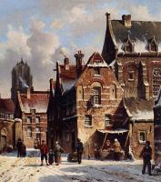 Eversen, Adrianus - Figures In The Streets Of A Wintry Town